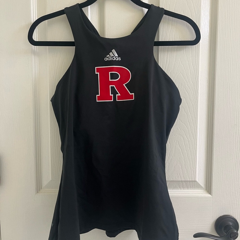 Rutgers- Adidas Black Tank with Red 'R' Logo